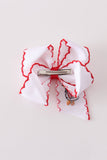 Red goose embroidery crochet edge hair bow Aaria Tees