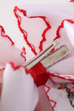Red goose embroidery crochet edge hair bow Aaria Tees