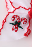 Red candy cane embroidery crochet edge hair bow Aaria Tees