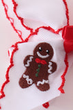 Red gingerbread embroidery crochet edge hair bow Aaria Tees