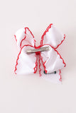 Red christmas tree embroidery crochet edge hair bow Aaria Tees