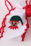 White snowman embroidery crochet edge hair bow Aaria Tees