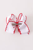 White snowman embroidery crochet edge hair bow Aaria Tees