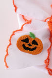 Orange Jack-O-Lantern embroidery crochet edge hair bow Aaria Tees