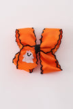 Orange ghost embroidery crochet edge hair bow Aaria Tees