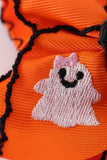 Orange ghost embroidery crochet edge hair bow Aaria Tees