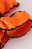 Orange ghost embroidery crochet edge hair bow Aaria Tees