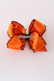 Orange ghost embroidery crochet edge hair bow Aaria Tees