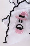 Black ghost embroidery crochet edge hair bow Aaria Tees
