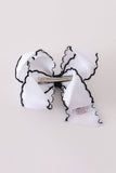 Black ghost embroidery crochet edge hair bow Aaria Tees