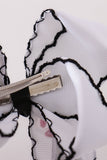 Black ghost embroidery crochet edge hair bow Aaria Tees