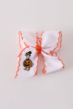 Orange goose pumpkin embroidery crochet edge hair bow Aaria Tees
