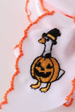 Orange goose pumpkin embroidery crochet edge hair bow Aaria Tees