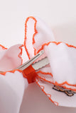 Orange goose pumpkin embroidery crochet edge hair bow Aaria Tees