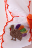 Orange turkey embroidery crochet edge hair bow Aaria Tees