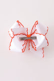 Rust turkey embroidery crochet edge hair bow Aaria Tees