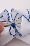 Blue turkey embroidery crochet edge hair bow Aaria Tees
