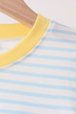 Blue Excavator Applique Stripe Top - Aaria Tees Aaria Tees