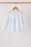 Blue Excavator Applique Stripe Top - Aaria Tees Aaria Tees