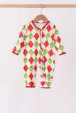 Red grinch print zipper romper - Aaria Tees Aaria Tees