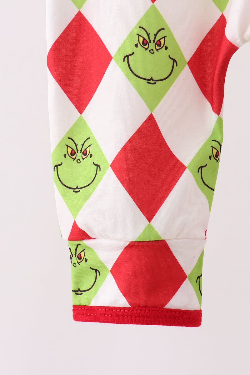 Red grinch print zipper romper - Aaria Tees Aaria Tees