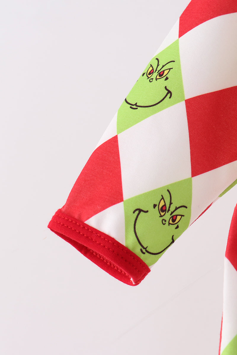 Red grinch print zipper romper - Aaria Tees Aaria Tees