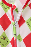Red grinch print zipper romper - Aaria Tees Aaria Tees