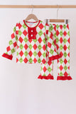 Red grinch print ruffle pajama set - Aaria Tees Aaria Tees