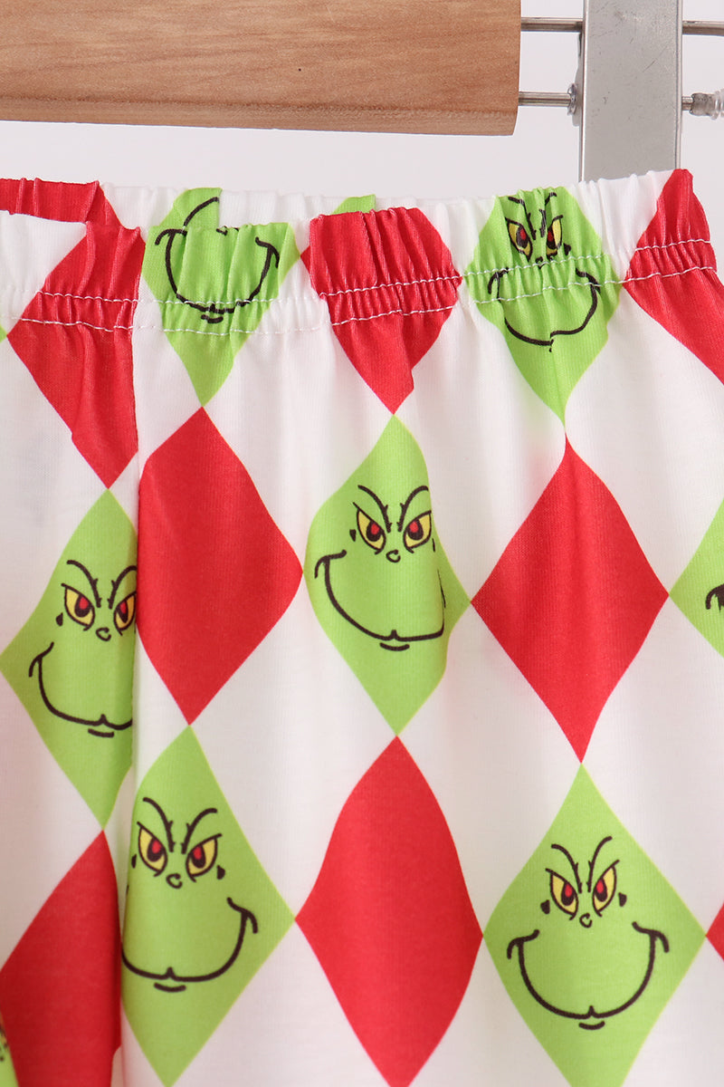 Red grinch print ruffle pajama set - Aaria Tees Aaria Tees