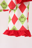 Red grinch print ruffle pajama set - Aaria Tees Aaria Tees