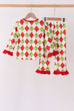 Red grinch print ruffle pajama set - Aaria Tees Aaria Tees