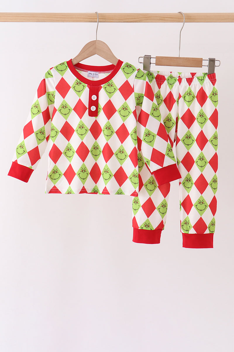 Red grinch print pajama set - Aaria Tees Aaria Tees