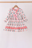 Pink Christmas Tree Bow Ruffle Dress - Aaria Tees Aaria Tees