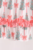 Pink Christmas Tree Bow Ruffle Dress - Aaria Tees Aaria Tees