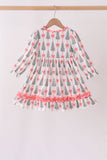 Pink Christmas Tree Bow Ruffle Dress - Aaria Tees Aaria Tees
