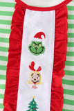 Green stripe grinch embroidery ruffle pajama set - Aaria Tees Aaria Tees