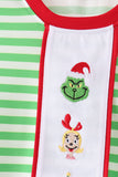 Green stripe grinch embroidery pajama set - Aaria Tees Aaria Tees