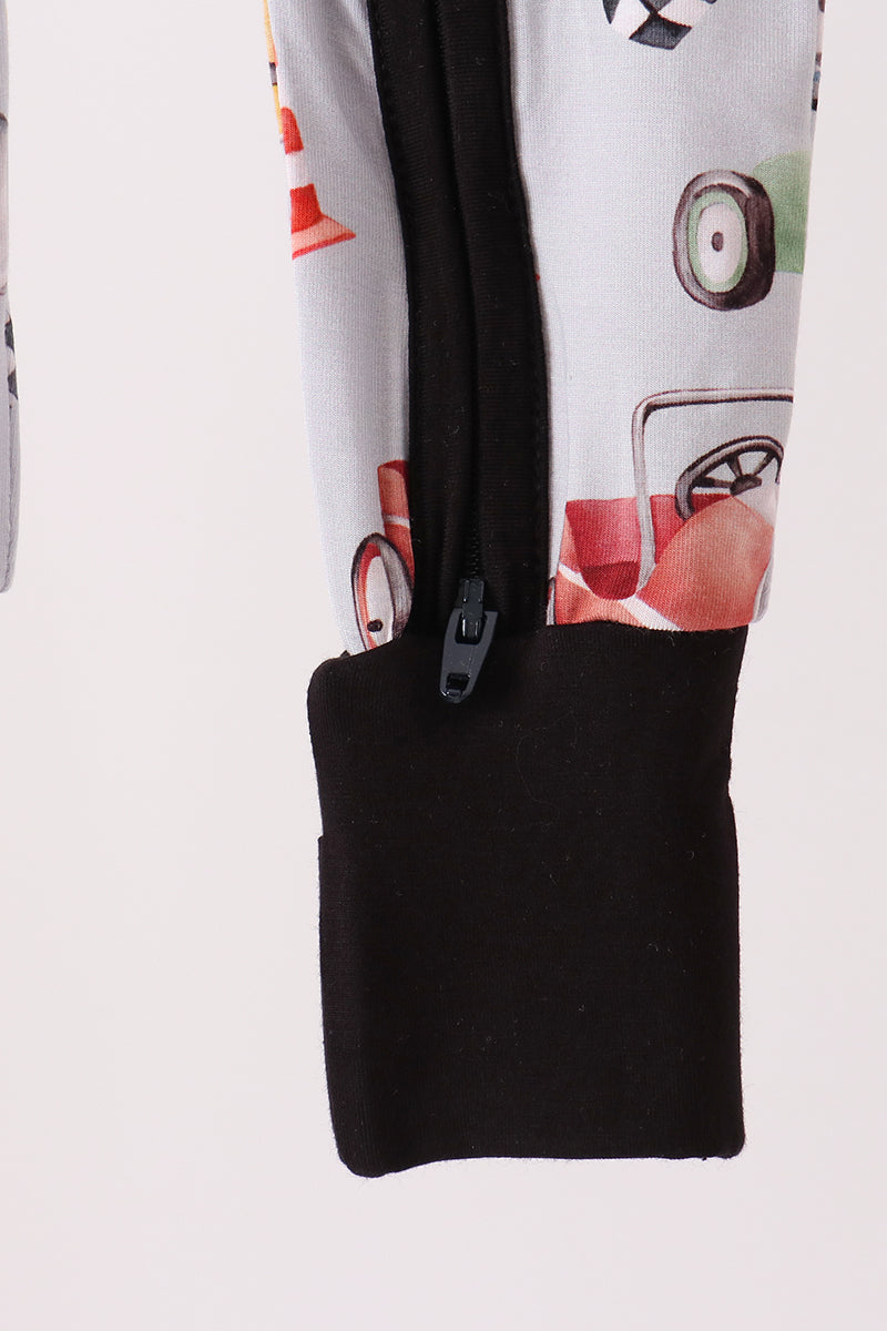 Black Racing Zip Bamboo Romper - Aaria Tees Aaria Tees