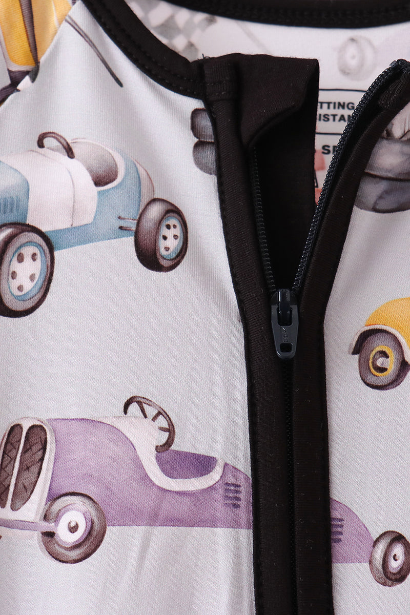 Black Racing Zip Bamboo Romper - Aaria Tees Aaria Tees
