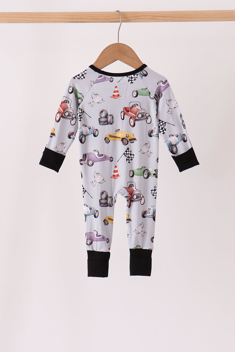Black Racing Zip Bamboo Romper - Aaria Tees Aaria Tees