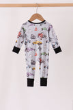 Black Racing Zip Bamboo Romper - Aaria Tees Aaria Tees