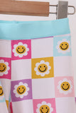 Blue smiling checkered ruffle bamboo pajama set - Aaria Tees Aaria Tees