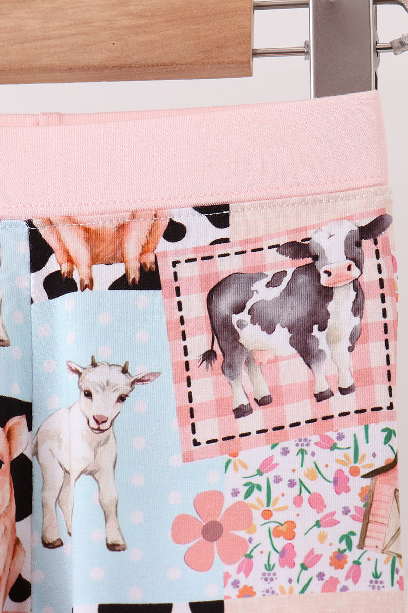 Pink Farm Animals Bamboo Pajama Set - Aaria Tees Aaria Tees