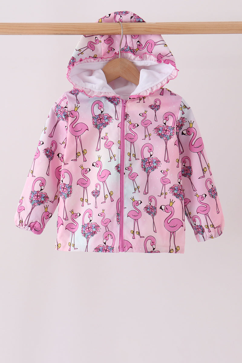 Pink Flamingo Ruffle Raincoat - Aaria Tees Aaria Tees