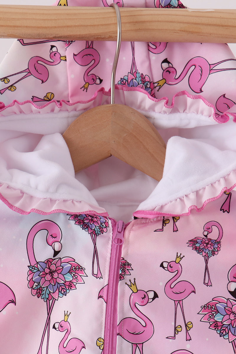 Pink Flamingo Ruffle Raincoat - Aaria Tees Aaria Tees