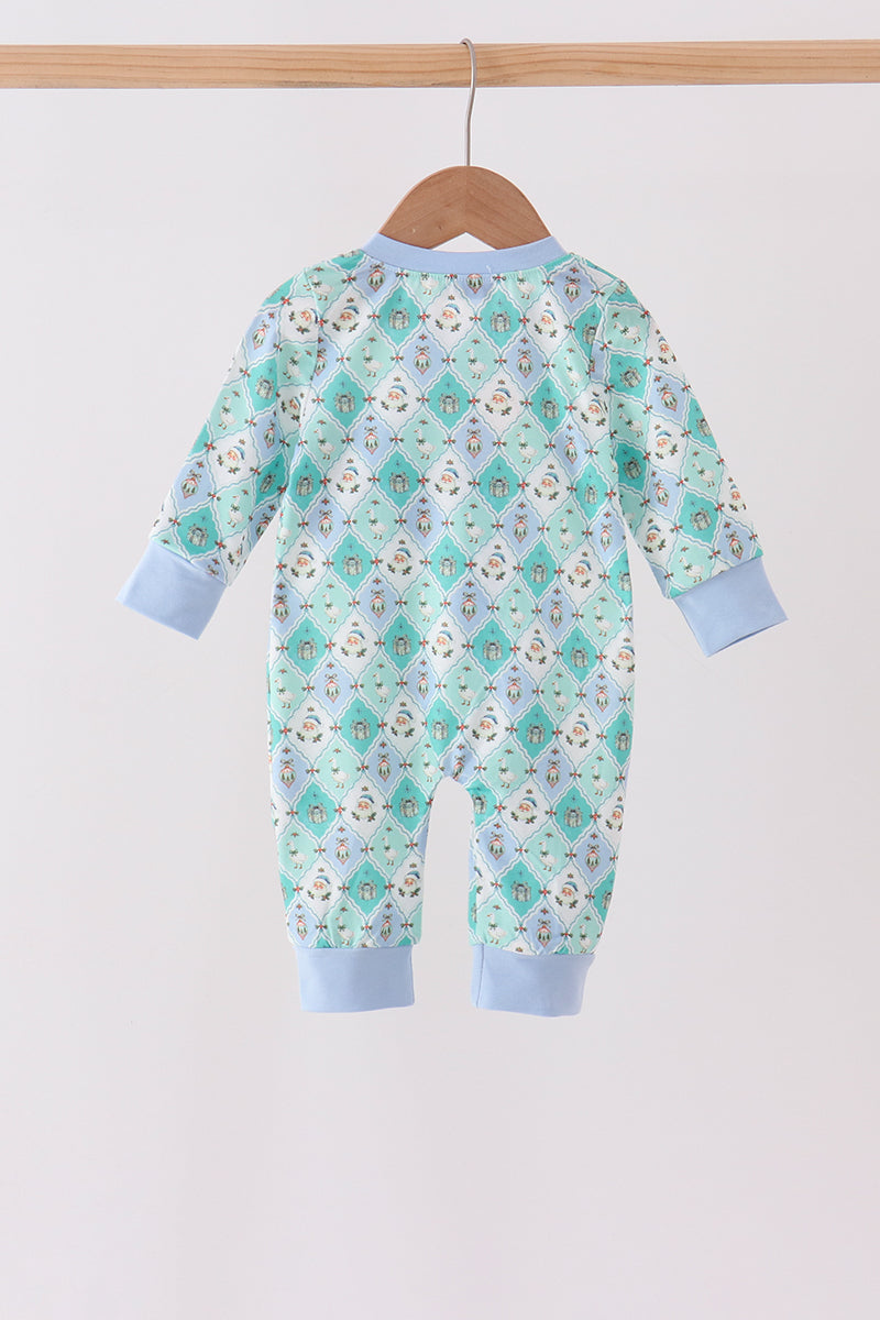 Green santa print ruffle romper - Aaria Tees Aaria Tees