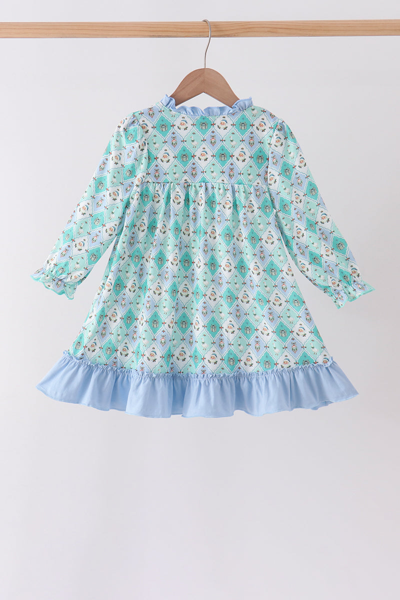 Green santa print ruffle dress - Aaria Tees Aaria Tees
