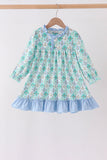 Green santa print ruffle dress - Aaria Tees Aaria Tees