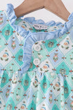 Green santa print ruffle dress - Aaria Tees Aaria Tees