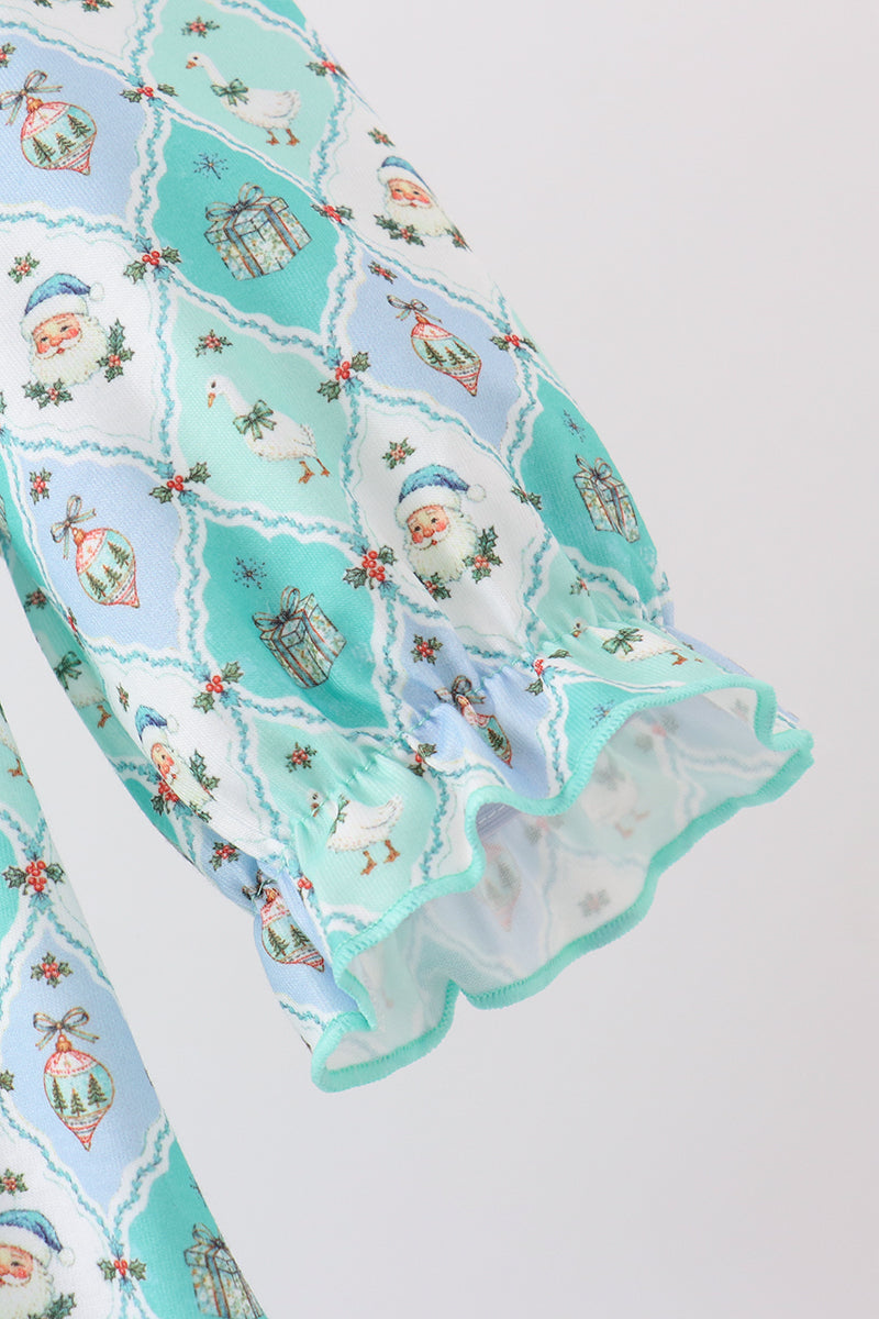 Green santa print ruffle dress - Aaria Tees Aaria Tees